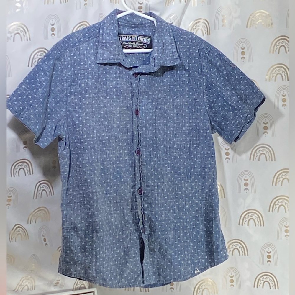 Men's Casual Blue Button Down Shirt